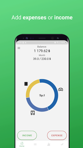 Android application MoneyTracker - Accounting for screenshort