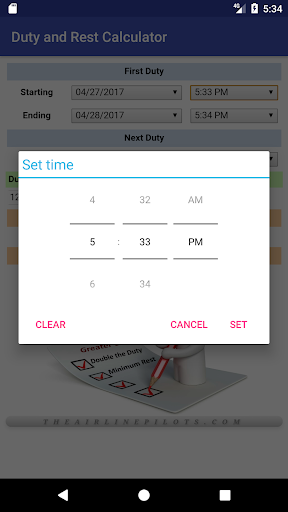 Duty and Rest Calculator Screen 3