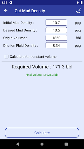 Drilling Fluids App Screen 3