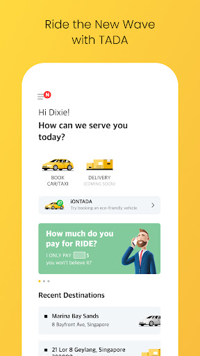 Android application TADA - Taxi, Cab, Ride Hailing screenshort