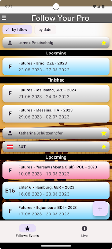 Android application Follow your Pro screenshort