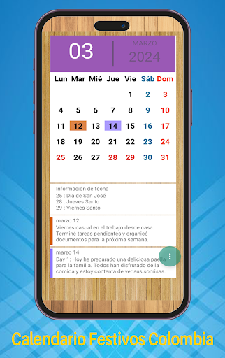 Android application Calendario Festivos Colombia screenshort