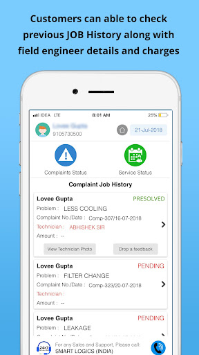 Service Centre App Screen 3