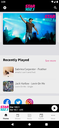 Android application Star 102.1 screenshort