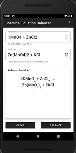 Android application Chem Calc - Equation Balancer screenshort