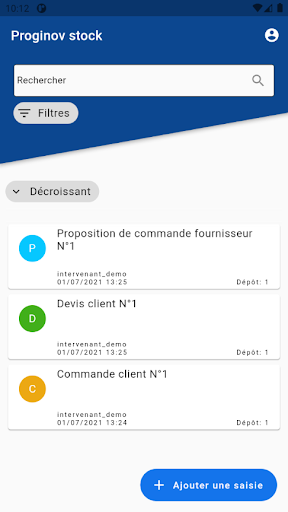 Android application Proginov Comptage screenshort