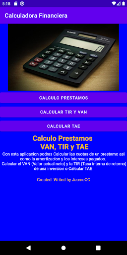 Android application Calculadora Financiera screenshort