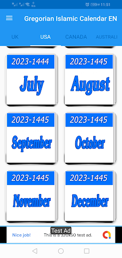 Gregorian Islamic Calendar EN Screen 2