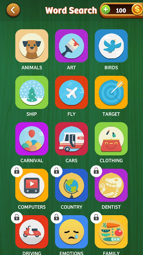 Screenshot of Word Search Game in English