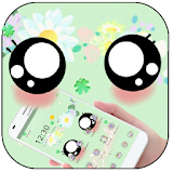 Green Cute Big Cartoon Eyes Theme icon