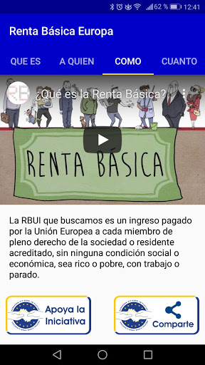 Android application Renta Básica Incondiconal screenshort