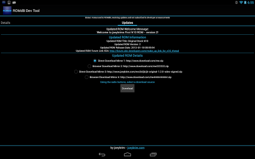 ROMDashboard Developer Tool Screen 3