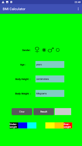 Android application BMI Calculator screenshort
