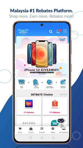 Android application GETBATS - Shop & Earn Rebates! screenshort