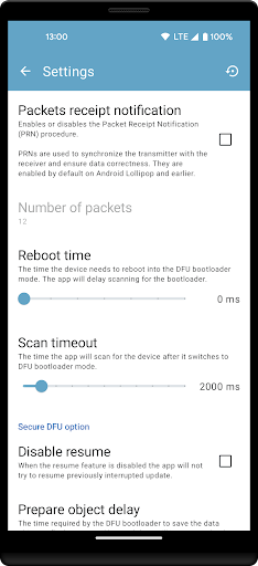 Screenshot of nRF Device Firmware Update