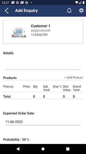 Android application Koinos CRM screenshort