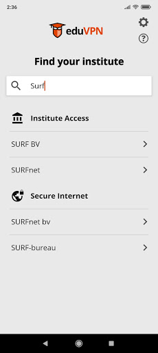 eduVPN Screen 2