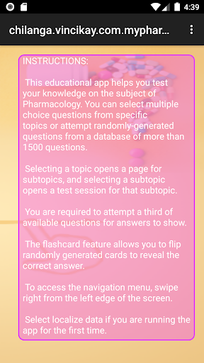 My Pharmacology Quiz App Screen 2