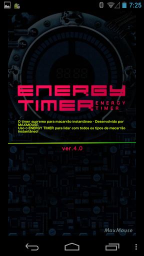 Android application Energy Timer(Portuguese) screenshort