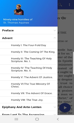 Android application 99 NT homilies of Aquinas screenshort