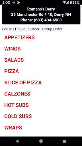 Romanos Pizzeria Derry Screen 2