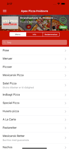 Android application Apex Pizza Hvidovre screenshort