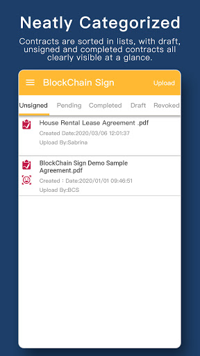 Android application BlockChain Sign screenshort