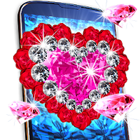 Diamond live wallpaper – glitter rose hearts