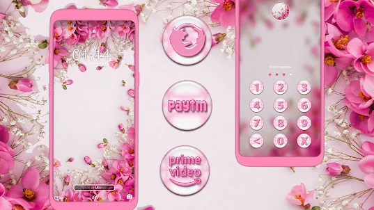 Pink Flower Launcher Theme