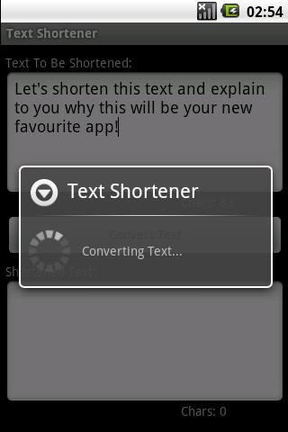 Android application Text Shortener screenshort