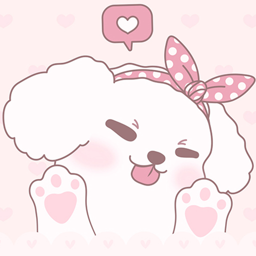Cute pink poodle theme logo