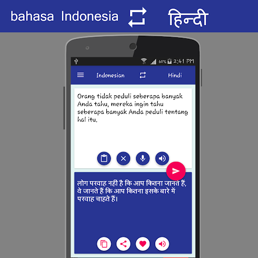 Indonesian Hindi Translator Screen 2