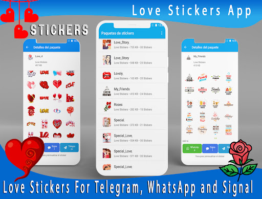 Android application Love Stickers for Telegram screenshort