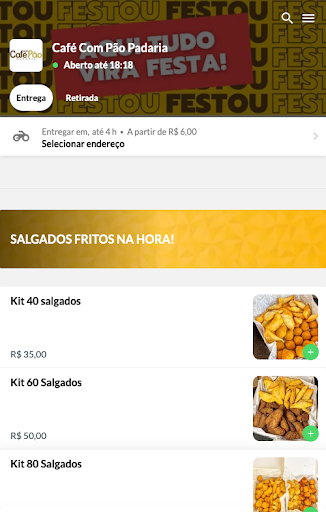 Android application Café Com Pão Padaria screenshort