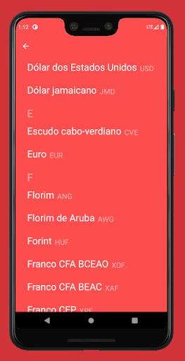 Cotação de Moedas Screen 2