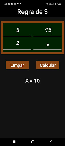 Android application Regra de Três Simples screenshort