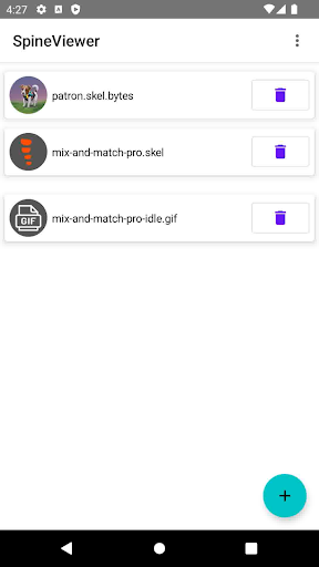 Android application Spine Viewer screenshort