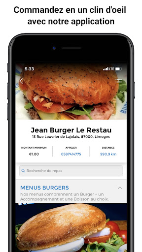 Android application Jean Burger screenshort