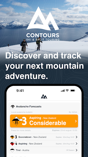 Android application Contours: Ski Snowboard Tour screenshort