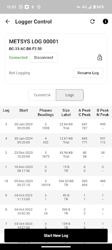 Metsys Current Logger Screen 3