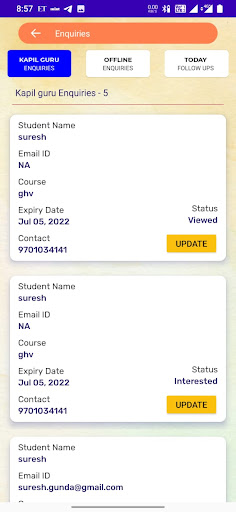 SUN Trainings Screen 2