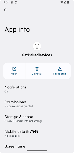 Android application N14_GetPairedDevices screenshort