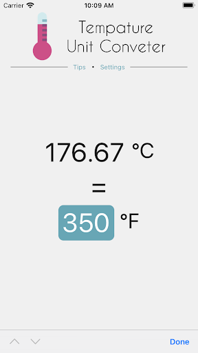 Temperature Conveter Screen 2