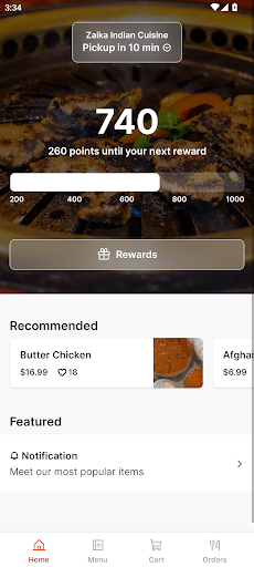 Android application Zaika Indian Cuisine - Omaha screenshort