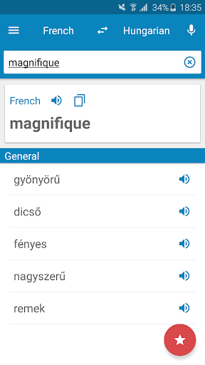 Android application French-Hungarian Dictionary screenshort