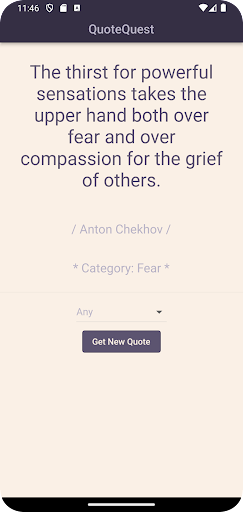 Android application QuoteQuest screenshort