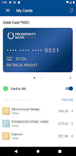 Prosperity CardControl Screen 2