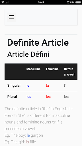 French Grammar Screen 3