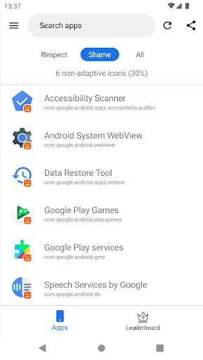 Android application Squircle of Shame screenshort