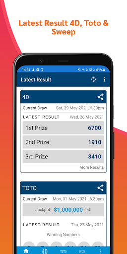 Android application SG Live Pool 4D, Toto & Sweep screenshort